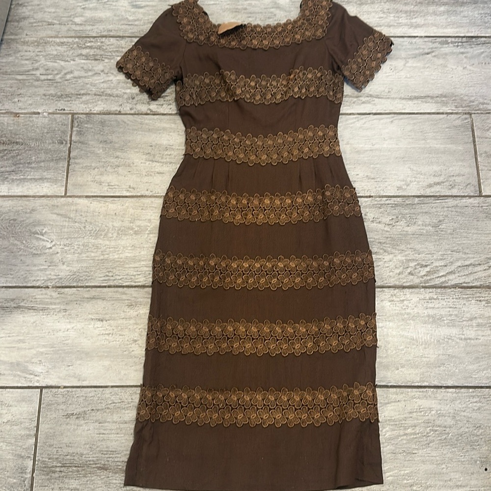 L’aiglon Brown Vintage Daisy Dress Women Size 14 *see measurements